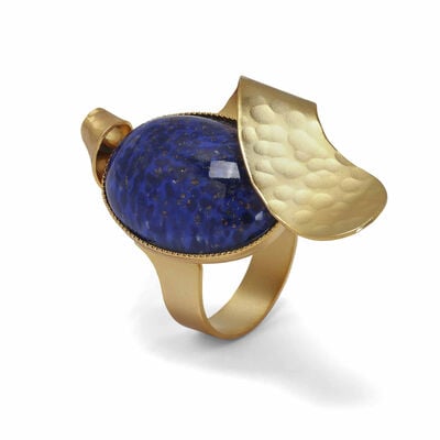 Blue glass stone swirl ring by Fo.Be